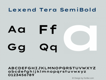 Lexend Tera SemiBold Version 1.007图片样张