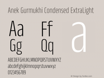 Anek Gurmukhi Condensed ExtraLight Version 1.003图片样张