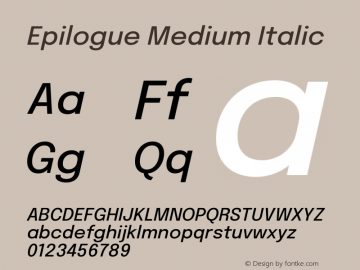 Epilogue Medium Italic Version 2.112图片样张