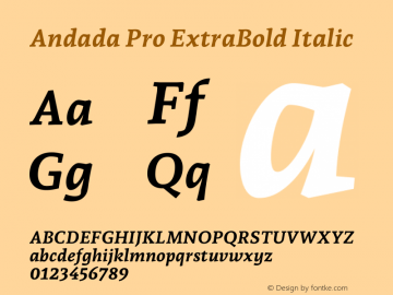 Andada Pro ExtraBold Italic Version 3.003图片样张