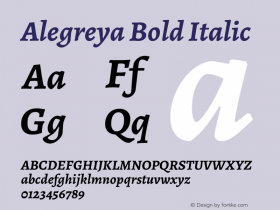 Alegreya Bold Italic Version 2.009图片样张