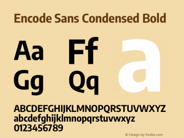 Encode Sans Condensed Bold Version 3.002图片样张