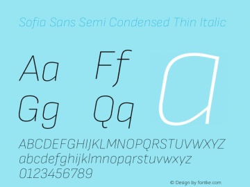 Sofia Sans Semi Condensed Thin Italic Version 4.101图片样张