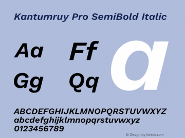 Kantumruy Pro SemiBold Italic Version 1.002图片样张