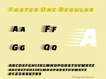 Faster One Regular Version 1.003; ttfautohint (v1.8.4.7-5d5b);gftools[0.9.23]图片样张