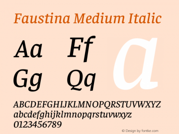 Faustina Medium Italic Version 1.200图片样张