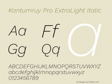 Kantumruy Pro ExtraLight Italic Version 1.002图片样张