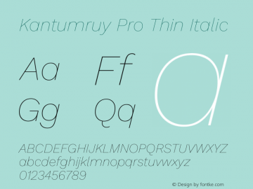 Kantumruy Pro Thin Italic Version 1.002图片样张
