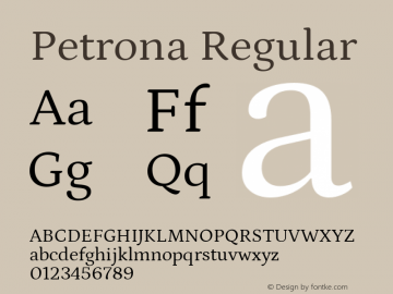 Petrona Regular Version 2.001; ttfautohint (v1.8.3)图片样张