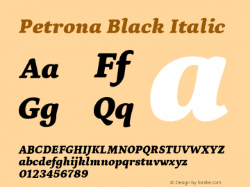Petrona Black Italic Version 2.001; ttfautohint (v1.8.3)图片样张