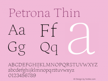 Petrona Thin Version 2.001; ttfautohint (v1.8.3)图片样张