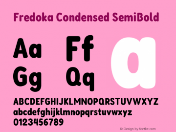Fredoka Condensed SemiBold Version 2.001图片样张