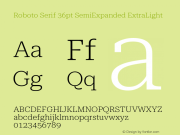 Roboto Serif 36pt SemiExpanded ExtraLight Version 1.008图片样张