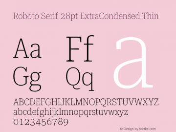 Roboto Serif 28pt ExtraCondensed Thin Version 1.008图片样张