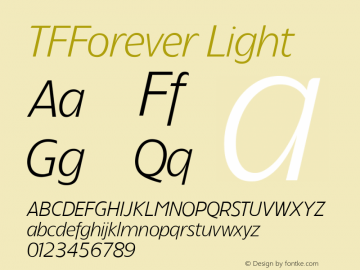 TFForever Light Version 001.000 Font Sample