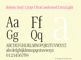 Roboto Serif 120pt UltraCondensed ExtraLight Version 1.008图片样张