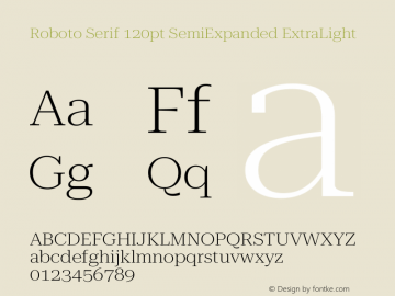 Roboto Serif 120pt SemiExpanded ExtraLight Version 1.008图片样张