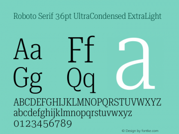 Roboto Serif 36pt UltraCondensed ExtraLight Version 1.008图片样张