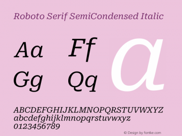 Roboto Serif SemiCondensed Italic Version 1.008图片样张