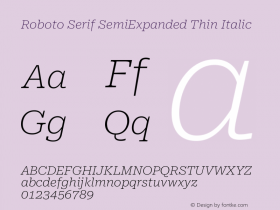 Roboto Serif SemiExpanded Thin Italic Version 1.008图片样张