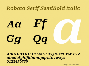 Roboto Serif SemiBold Italic Version 1.008图片样张