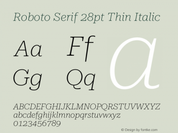 Roboto Serif 28pt Thin Italic Version 1.008图片样张