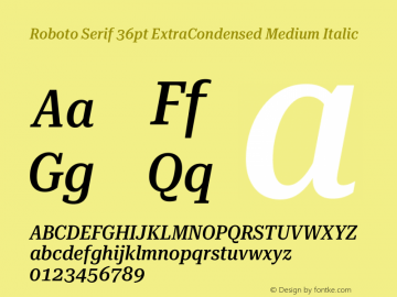 Roboto Serif 36pt ExtraCondensed Medium Italic Version 1.008图片样张