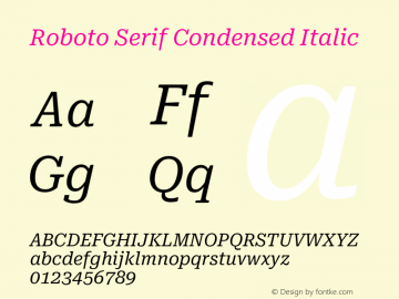 Roboto Serif Condensed Italic Version 1.008图片样张