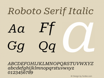 Roboto Serif Italic Version 1.008图片样张