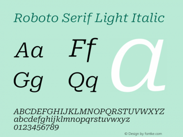 Roboto Serif Light Italic Version 1.008图片样张