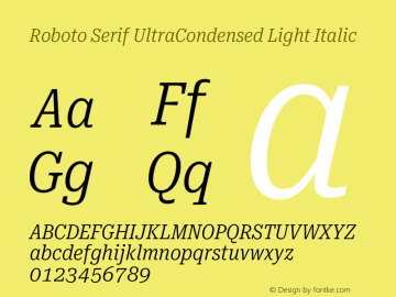 Roboto Serif UltraCondensed Light Italic Version 1.008图片样张