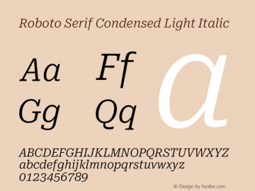 Roboto Serif Condensed Light Italic Version 1.008图片样张