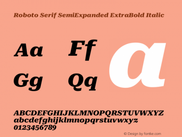 Roboto Serif SemiExpanded ExtraBold Italic Version 1.008图片样张
