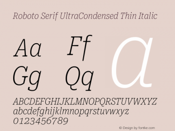 Roboto Serif UltraCondensed Thin Italic Version 1.008图片样张