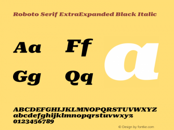 Roboto Serif ExtraExpanded Black Italic Version 1.008图片样张