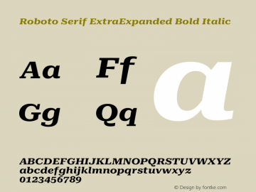 Roboto Serif ExtraExpanded Bold Italic Version 1.008图片样张