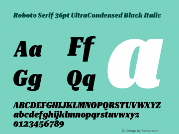 Roboto Serif 36pt UltraCondensed Black Italic Version 1.008图片样张