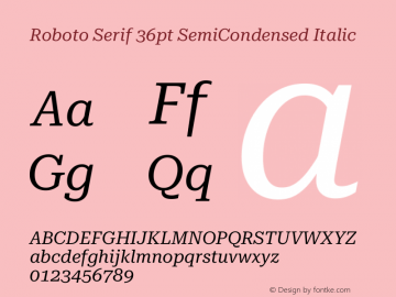 Roboto Serif 36pt SemiCondensed Italic Version 1.008图片样张