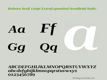 Roboto Serif 120pt ExtraExpanded SemiBold Italic Version 1.008图片样张