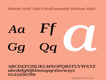 Roboto Serif 72pt ExtraExpanded Medium Italic Version 1.008图片样张