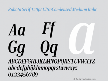 Roboto Serif 120pt UltraCondensed Medium Italic Version 1.008图片样张