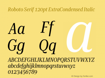 Roboto Serif 120pt ExtraCondensed Italic Version 1.008图片样张