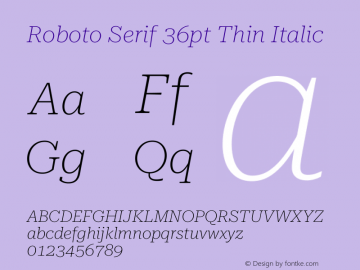 Roboto Serif 36pt Thin Italic Version 1.008图片样张