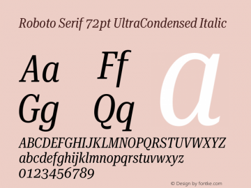 Roboto Serif 72pt UltraCondensed Italic Version 1.008图片样张