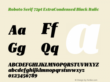 Roboto Serif 72pt ExtraCondensed Black Italic Version 1.008图片样张