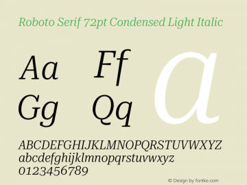 Roboto Serif 72pt Condensed Light Italic Version 1.008图片样张