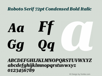 Roboto Serif 72pt Condensed Bold Italic Version 1.008图片样张