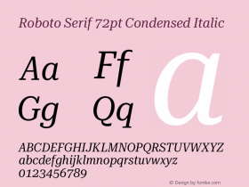 Roboto Serif 72pt Condensed Italic Version 1.008图片样张