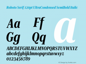 Roboto Serif 120pt UltraCondensed SemiBold Italic Version 1.008图片样张
