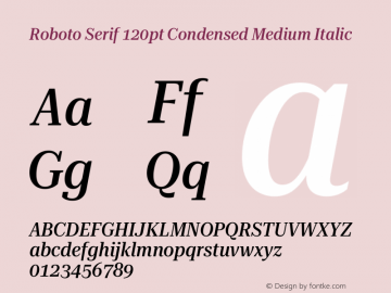 Roboto Serif 120pt Condensed Medium Italic Version 1.008图片样张